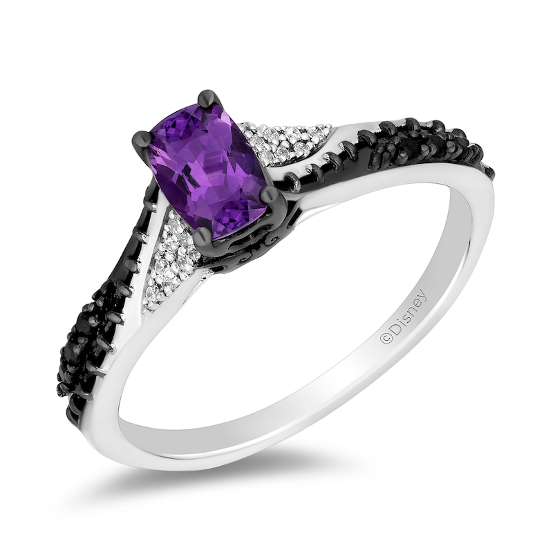 Disney Treasures The Nightmare Before Christmas Cushion-Cut Amethyst and 0.065 CT. T.W. Diamond Ring in Sterling Silver