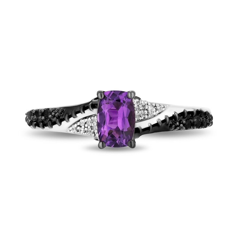 Disney Treasures The Nightmare Before Christmas Cushion-Cut Amethyst and 0.065 CT. T.W. Diamond Ring in Sterling Silver