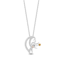Disney Treasures The Nightmare Before Christmas Citrine and 0.145 CT. T.W. Diamond Zero Pendant in Sterling Silver - 19”