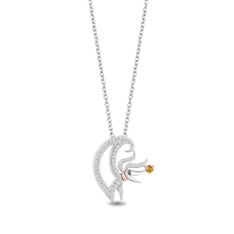 Main Image 1 of Disney Treasures The Nightmare Before Christmas Citrine and 0.145 CT. T.W. Diamond Zero Pendant in Sterling Silver - 19”