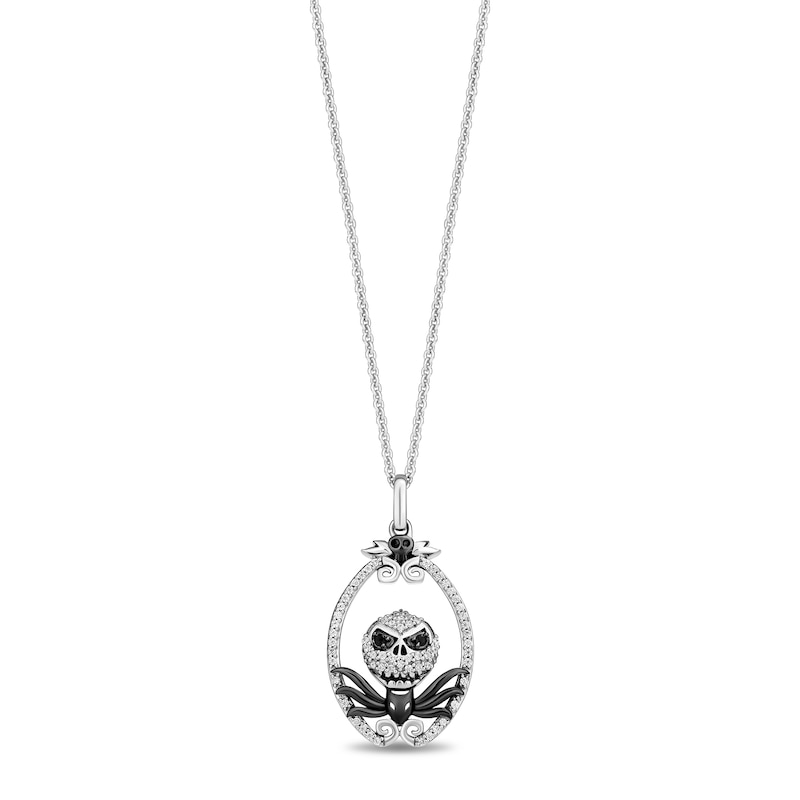 Main Image 1 of Disney Treasures The Nightmare Before Christmas "Jack Skellington" Diamond Pendant in Sterling Silver and Black Rhodium