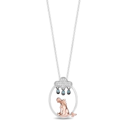 Disney Treasures Winnie the Pooh London Blue Topaz and Diamond Eeyore Necklace in Sterling Silver and 10K Rose Gold