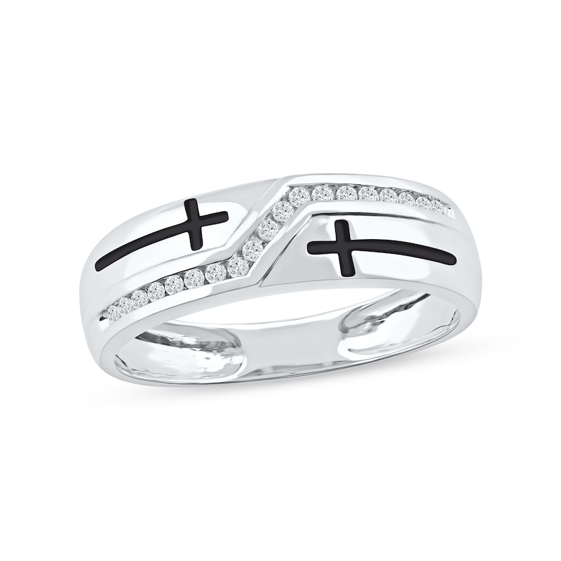 0.13 CT. T.W. Diamond Zig-Zag Cross Band in 14K White Gold