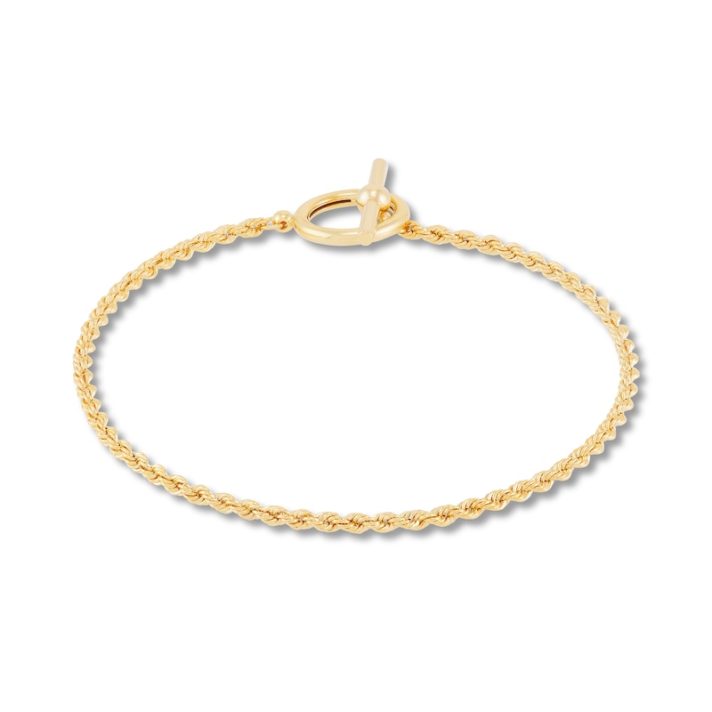 Main Image 3 of 2.1mm Rope Chain Toggle Bracelet in Hollow 10K Gold - 7.25”