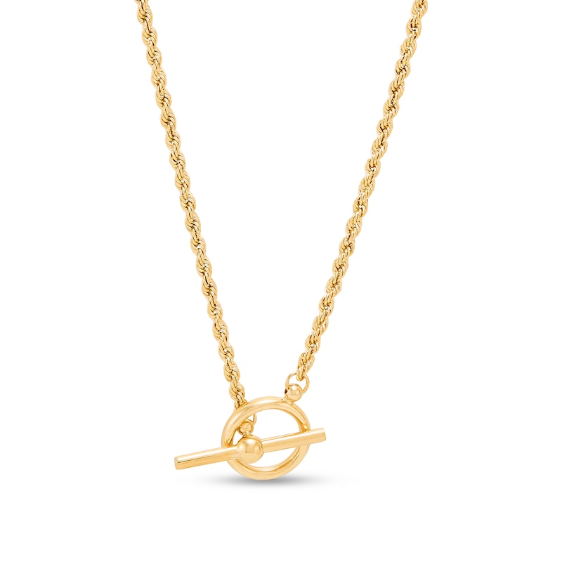 Main Image 3 of 2.1mm Rope Chain Toggle Necklace in Hollow 10K Gold