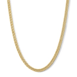 4.6mm Double Curb Chain Necklace in Hollow 10K Gold - 22”
