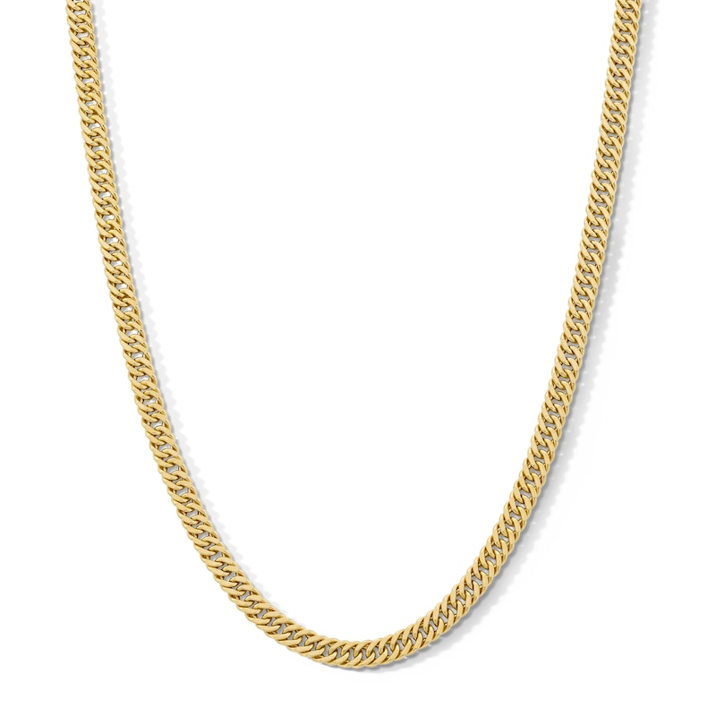 Main Image 1 of 4.6mm Double Curb Chain Necklace in Hollow 10K Gold - 22”