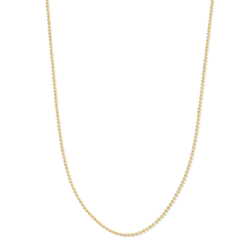 Main Image 1 of 1.2mm Diamond-Cut Beaded Strand Choker Necklace in Solid 10K Gold