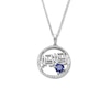 Thumbnail Image 1 of Blue and White Lab-Created Sapphire Chinese “Mom” Circle Pendant in Sterling Silver