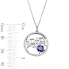 Thumbnail Image 3 of Blue and White Lab-Created Sapphire Chinese “Mom” Circle Pendant in Sterling Silver