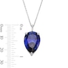 Thumbnail Image 4 of Pear-Shaped Blue Lab-Created Sapphire Solitaire Pendant in Sterling Silver