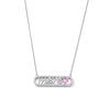 Thumbnail Image 1 of 5.0mm Heart-Shaped Pink and White Lab-Created Sapphire French “Mother” Necklace in Sterling Silver