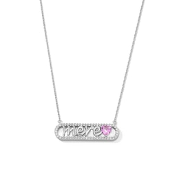 5.0mm Heart-Shaped Pink and White Lab-Created Sapphire French “Mother” Necklace in Sterling Silver