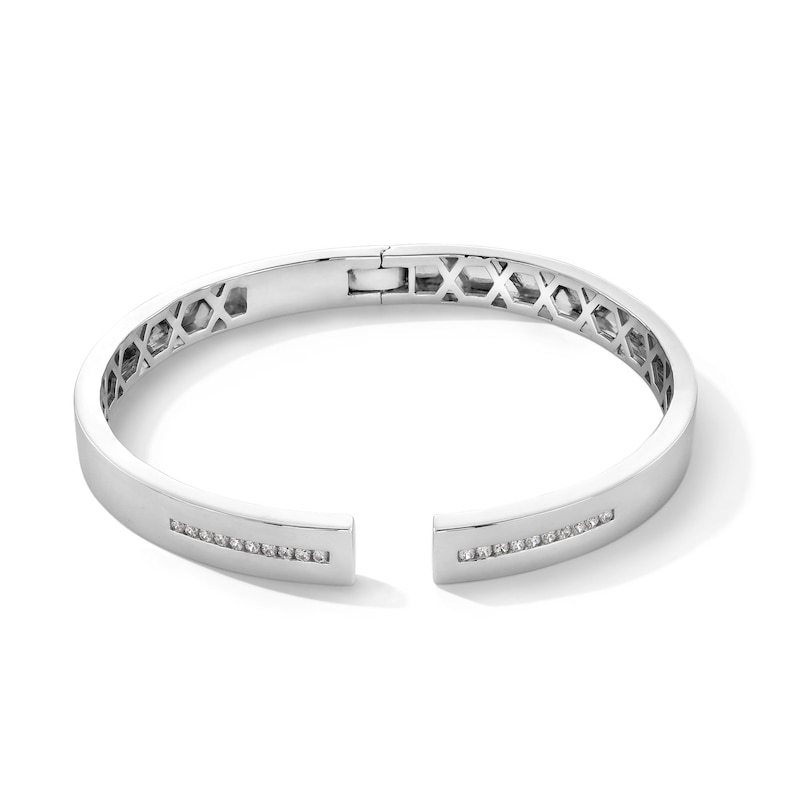 0.50 CT. T.W. Diamond Open Bangle in Sterling Silver - 8.0"