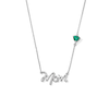 Thumbnail Image 1 of 5.0mm Heart-Shaped Lab-Created Emerald and White Lab-Created Sapphire “Mom” Necklace in Sterling Silver