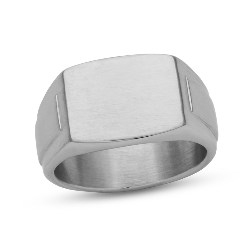 Cushion-Shaped Signet Ring Stainless Steel