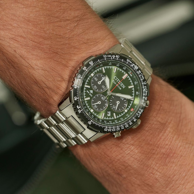 Main Image 3 of Men’s Citizen Eco-Drive® Promaster Air Navihawk Chronograph Watch with Olive Green Dial (Model: CA4664-60W)