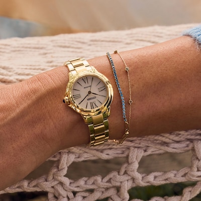 Ladies’ Citizen Eco-Drive® Dress Classic Ceci Gold-Tone IP Watch with White Dial (Model: EM1162-52A)