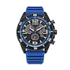 Thumbnail Image 1 of Men’s Citizen Eco-Drive® Brycen Black IP Blue Silicone Strap Chronograph Watch with Black Dial (Model: AT2586-05E)