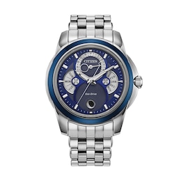 Men’s Citizen Eco-Drive® Dress Classic Calendrier Chronograph Watch with Blue Dial (Model: BU0088-51H)