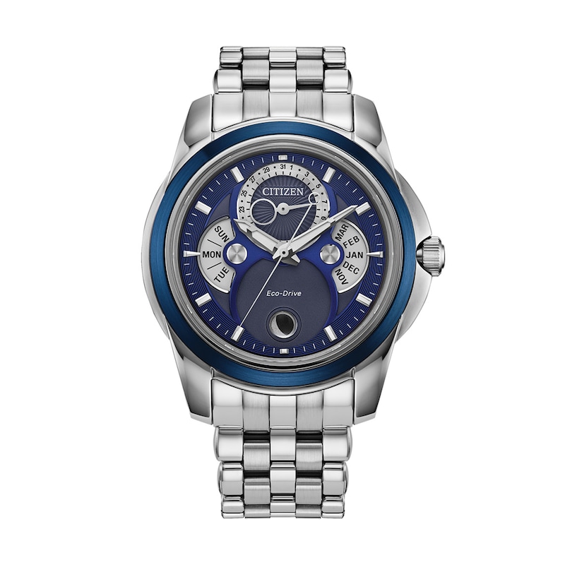 Men’s Citizen Eco-Drive® Dress Classic Calendrier Chronograph Watch with Blue Dial (Model: BU0088-51H)