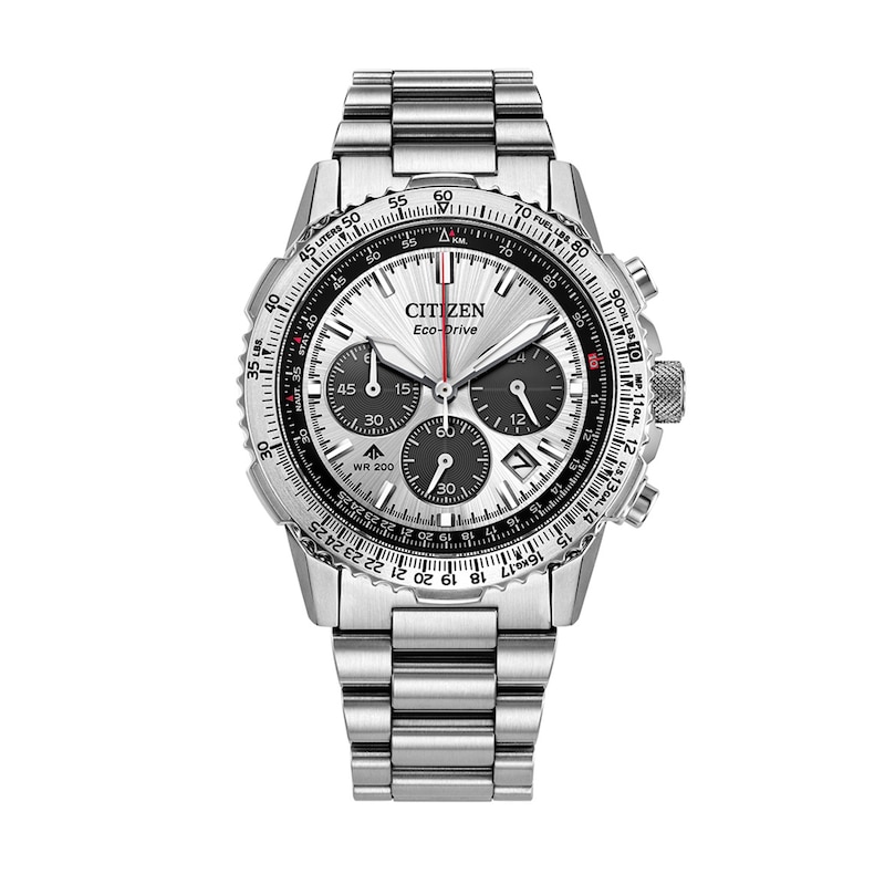 Main Image 1 of Men’s Citizen Eco-Drive® Promaster Air Navihawk Chronograph Watch with Textured Silver-Tone Dial (Model: CA4660-61A)