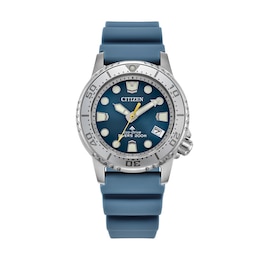 Ladies’ Citizen Eco-Drive® Promaster Dive Blue Rubber Strap Watch with Blue Dial (Model: EO2027-09L)