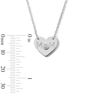0.05 CT. Certified Lab-Created Diamond Solitaire "MOM" Heart Necklace in Sterling Silver (I/I1)
