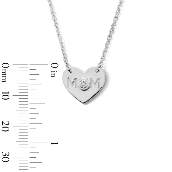 0.05 CT. Certified Lab-Created Diamond Solitaire "MOM" Heart Necklace in Sterling Silver (I/I1)