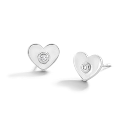 0.05 CT. T.W. Certified Lab-Grown Diamond Solitaire Heart Stud Earrings in Sterling Silver (I/I1)