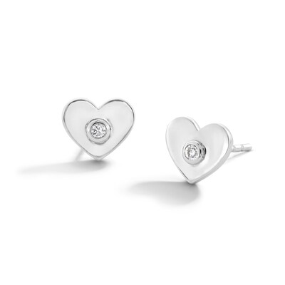 0.05 CT. T.W. Certified Lab-Created Diamond Solitaire Heart Stud Earrings in Sterling Silver (I/I1)