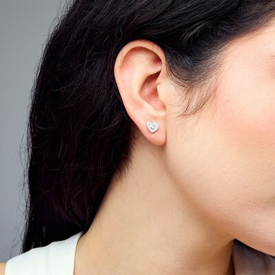 0.05 CT. T.W. Certified Lab-Created Diamond Solitaire Heart Stud Earrings in Sterling Silver (I/I1)