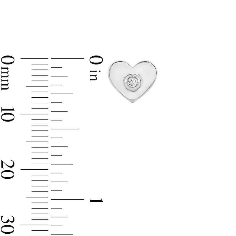 Main Image 3 of 0.05 CT. T.W. Certified Lab-Grown Diamond Solitaire Heart Stud Earrings in Sterling Silver (I/I1)