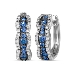 Le Vian® Waterfall Blueberry Sapphire™ and 0.37 CT. T.W. Diamond Hoop Earrings in 14K Vanilla Gold®