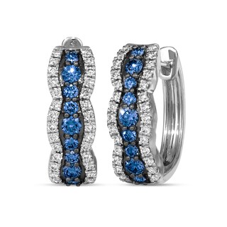 Le Vian® Waterfall Blueberry Sapphire™ and 0.37 CT. T.W. Diamond Hoop Earrings in 14K Vanilla Gold®