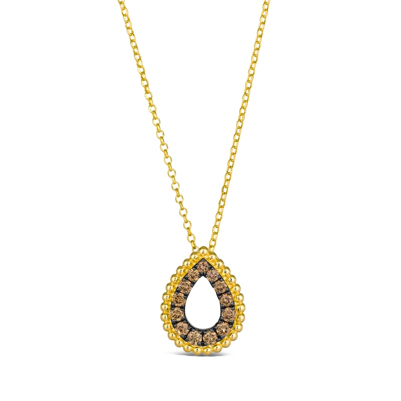 Main Image 1 of Le Vian® 0.75 CT. T.W. Chocolate Diamond® Beaded Teardrop Pendant in 14K Honey Gold™ - 19”