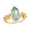 Thumbnail Image 1 of Le Vian® Green Quartz and 0.115 CT. T.W. Vanilla Diamond® Scatter Shank Ring in 14K Honey Gold™