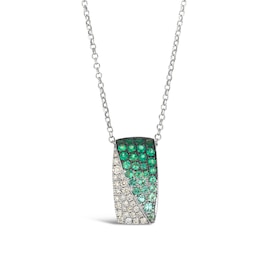 Le Vian® Costa Smeralda Emerald™ and 0.23 CT. T.W. Nude Diamond™ Diagonal Pendant in 14K Vanilla Gold®