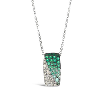 Le Vian® Costa Smeralda Emerald™ and 0.23 CT. T.W. Nude Diamond™ Diagonal Pendant in 14K Vanilla Gold®