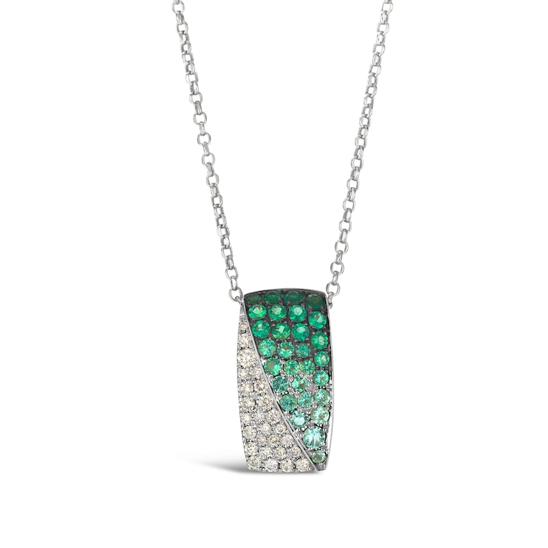 Main Image 1 of Le Vian® Costa Smeralda Emerald™ and 0.23 CT. T.W. Nude Diamond™ Diagonal Pendant in 14K Vanilla Gold®