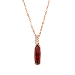Le Vian® Raspberry Rhodolite Garnet® and 0.13 CT. T.W. Nude Diamond™ Drop Pendant in 14K Strawberry Gold™ - 19”