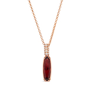 Le Vian® Raspberry Rhodolite Garnet® and 0.13 CT. T.W. Nude Diamond™ Drop Pendant in 14K Strawberry Gold™ - 19”