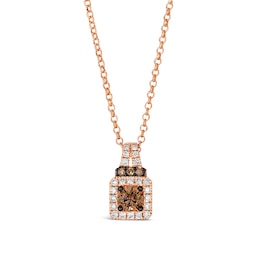 Le Vian® 0.68 CT. T.W. Chocolate Diamond® and Nude Diamond™ Cushion Frame Pendant in 14K Strawberry Gold™