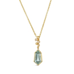 Le Vian® Green Quartz and 0.04 CT. T.W. Vanilla Diamond® Scatter Drop Pendant in 14K Honey Gold™ - 19”