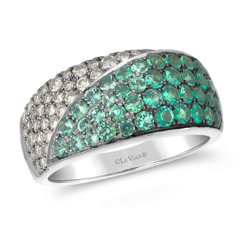 Main Image 1 of Le Vian® Costa Smeralda Emerald™ and 0.40 CT. T.W. Nude Diamond™ Diagonal Ring in 14K Vanilla Gold®