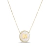 Thumbnail Image 1 of Mother-of-Pearl Block Initial “M” Necklace in Sterling Silver with 18K Gold-Plate