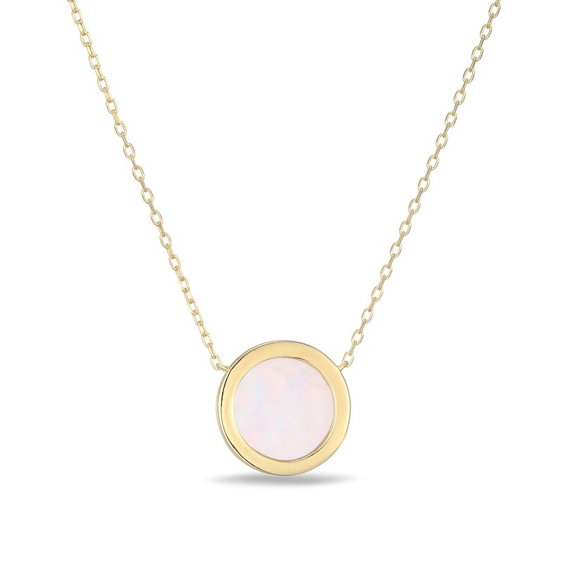 Main Image 3 of Mother-of-Pearl Block Initial “M” Necklace in Sterling Silver with 18K Gold-Plate