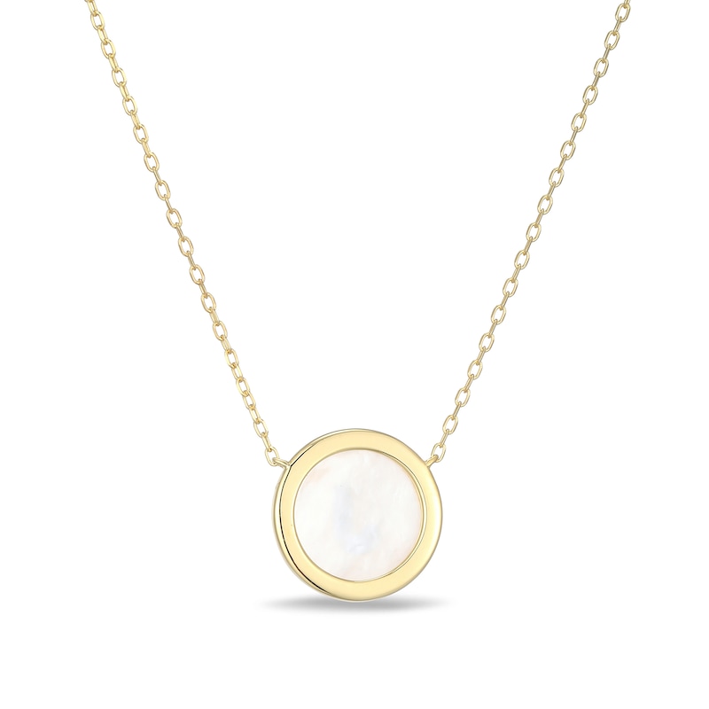 Main Image 3 of Mother-of-Pearl Block Initial “J” Necklace in Sterling Silver with 18K Gold-Plate