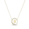 Thumbnail Image 2 of Mother-of-Pearl Block Initial “R” Necklace in Sterling Silver with 18K Gold-Plate