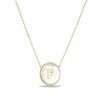 Thumbnail Image 1 of Mother-of-Pearl Block Initial “P” Necklace in Sterling Silver with 18K Gold-Plate